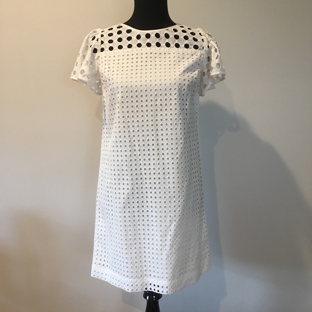 NWT LOFT white dotted two-layered dress